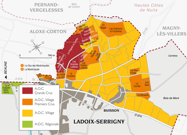 carte vin et appellation ladoix