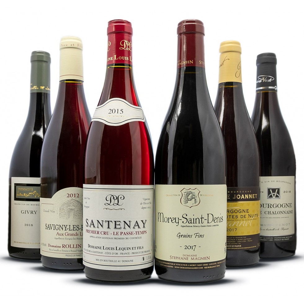Burgundy red wine assortment