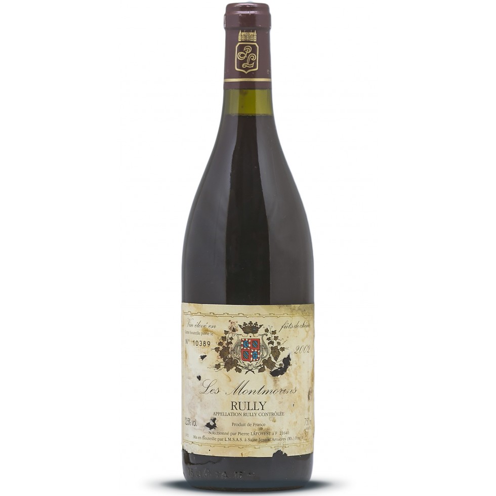 Botella de vino Rully Bourgogne 2002