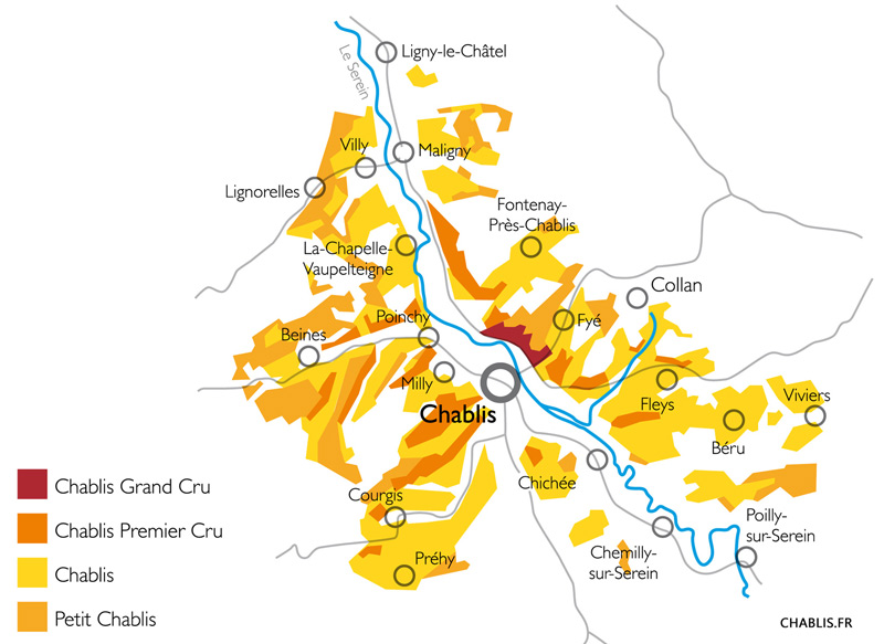 carte vignoble chablis