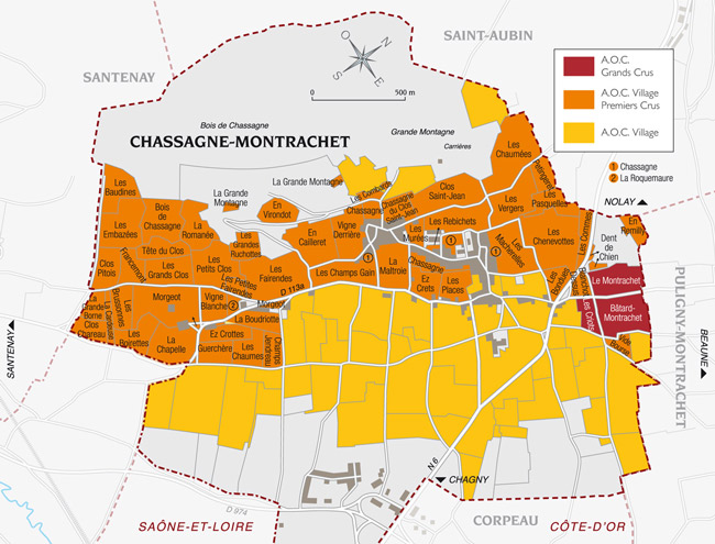 carte appellation et vin chassagne montrachet